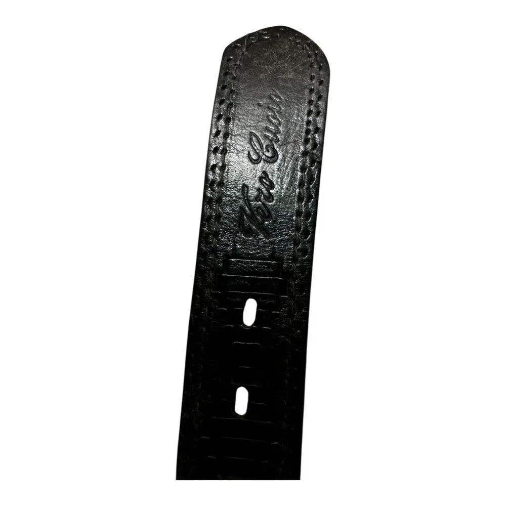 Vintage‎ Italian Leather Aztec Pattern Belt Black Vero Cuoio Men’s Size 40